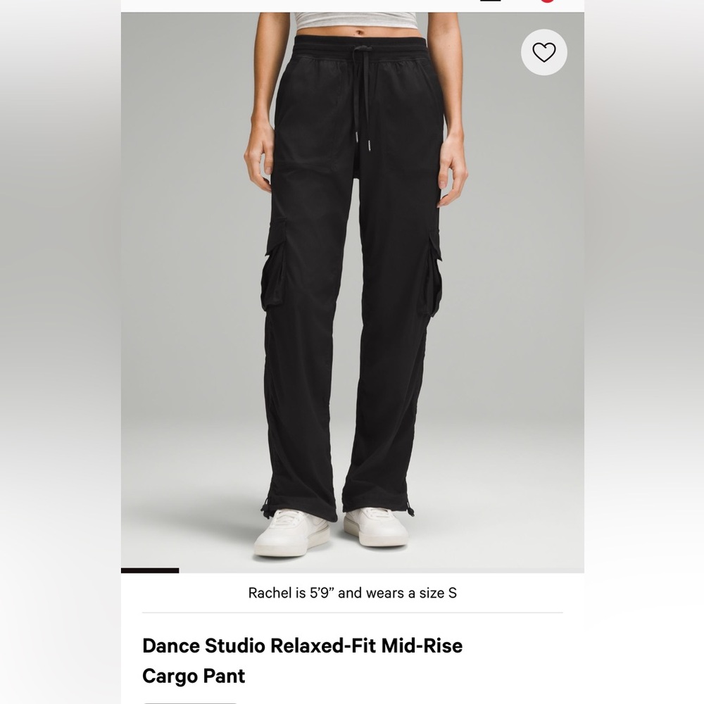 lululemon athletica women’s Black Dance studio relaxed fit mid rise Cargo Pants